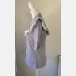 NWT! Deco F/S Sz S Super Cute Button Down Top Shirt Pinstripes & Lace! Blue Photo 3