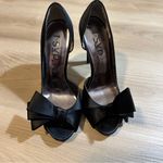 Rsvp  Black Satin Open-Toe Pumps Heels with Bow‎ Size 7 Photo 6