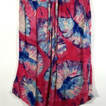 Anthropologie Lilka Small Cropped Pants Tropical Palm Leaf Print Bright Pink Blue Wide Leg Photo 0
