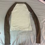 Brandy Melville John Galt Cream & Brown Belle Colorblock Long Sleeve Top, Ribbed Full-Length Photo 9