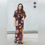 Everly Women Purple Floral V-Neck Side Slit Maxi Dress Size S Photo 10