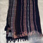J.Crew  NWT striped Fringe wool big Scarf in Navy and Pink Photo 0