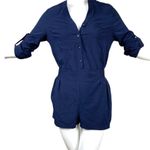 Hot & Delicious Navy Blue Button-Front Romper Size Small New Photo 2