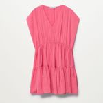 Mango MNG Pink Tiered V-Neck Mini Dress Photo 1