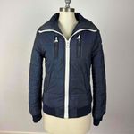Moods Of Norway Navy Zip Up Puffer Jacket Size Medium Blue Photo 1