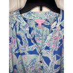 Lilly Pulitzer 100% Silk Elsa Top Shirt Bay Blue Into The Deep Size Xxs Woman’s Photo 1