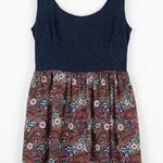 Anthropologie  Weston Navy Blue Lace Top Tank Dress With Floral Bottom Photo 0