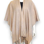 Chicos Reversible Ruana Wrap-One Size-Fringe Detail-Neutral- Classic-Shawl Photo 0