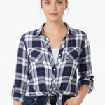 Harper  blue plaid shirt size small Photo 0
