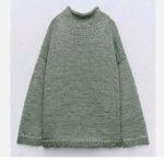 ZARA NWT  Open Knit Sweater  Mint Sage Sheer Drop Shoulder Slouchy Bloggers Fave Photo 4