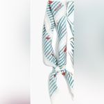 Madewell Gray Striped Scarf with Red Hearts Photo 1