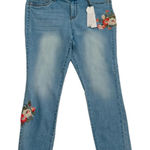 Workshop Republic Clothing Workshop Jeans Light Wash Floral Embroidered High Rise Ankle Boho Size 10 NEW Photo 0