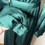 SheIn Green Satin Long Sleeve Maxi Dress Photo 4