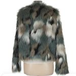 Willow & Clay Green Teal Black Spotted Teddy Jacket Furry Coat Large Womens Photo 2