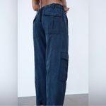 ZARA Blue Oversized Baggy Cargo Denim Pants Size Medium Photo 2