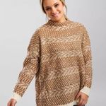 BKE Vintage beige tan brown cream knit oversize sweater, cozy grandma sweater, baggy pullover knitted sweatshirt Photo 0