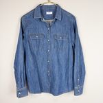 Untuckit for Her Serena Shirt Blue Denim Cotton Western Long Sleeve Snap Size 6 Photo 3