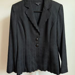 Tahari  Black Blazer Jacket Scalloped Trim‎ Luxury Career Office Photo 0