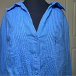 kim rogers  Linen Blue Long Sleeve Button Down Shirt Photo 3