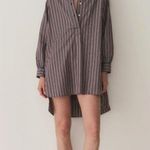 NWT Doen Jora in San Merino Stripe Cotton Poplin Oversized Shirt Dress XL Blue Photo 10