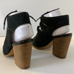 Hinge  Black Leather Lace Up Drea Heeled Sandals Photo 4