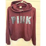 PINK Victoria's Secret Women's Burgundy Hooded Pullover Sweatshirt M Red Size M Photo 3