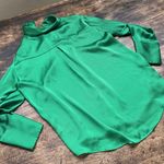 ZARA  green silky long sleeve pearl button button down top size medium Photo 7