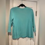 Karen Scott  Size LP Aquamarine 3/4 Sleeve Henley Top Cotton Stretch Silver Photo 6
