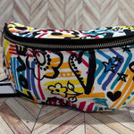 Funky Graffiti Print Fanny Pack Waist Bag Belt Bag Zip Pouch White Photo 0