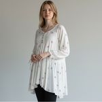 Free People  Winter Sun Floral Tunic Dress White Pink Small Oversized Boho Casual Photo 4