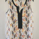 CAbi  Chevron Leopard Floral Grosgrain Sleeveless Tunic Shell Top Shirt 249 M Photo 0