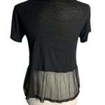 Vintage Y2K Wild Spirit Cropped Top S Black Sheer Ruffle Short Sleeves Eagle Photo 3
