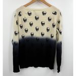 Skull Cashmere Women's Skull Print Ombre Sweater Size L Cream Black Long Sleeve Photo 6