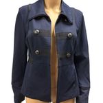 CAbi  Blue and Black In The Band Military Jacket Pea Coat 3375 Womens Medium Photo 2