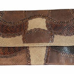 Carlos Falchi Vintage Snakeskin & Lizard Envelope Clutch Brown Photo 0