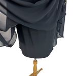 XScape  Black Chiffon Mini Cocktail Dress 4 Rhinestone Cape Arms Flowy Butterfly Photo 5