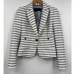 ZARA Blazer Womens Nautical Single Breast Stripped Blue White Size Small Photo 0