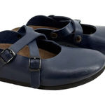 Birkenstock  Dorian Mary Jane Shoes Blue Sz 9 Leather Buckle Cross Strap Slip On Photo 0