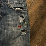 Jessica Simpson  Low Rise JeansY2K Fray Flare Floral Painted‎ Denim Women's 8 Photo 4