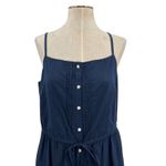 J. McLaughlin  Ruth Squareneck Maxi Dress Button Front Linen Navy Blue Medium Photo 3