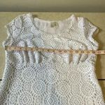 White‎ Lace Crochet Eyelet Dress Lined Cap Sleeve Midi Size S White Photo 4