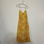 Lulus NWT Lulu’s Mai Mustard Yellow Floral Print Lace-Up Midi Dress Photo 4