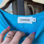 Talentless  baby tee short sleeve crop top bright aqua blue orange logo Photo 1