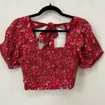 Band of Gypsies Tops Band Of The Free Joelle Crimson Floral Smocked Top ❤️ Photo 2