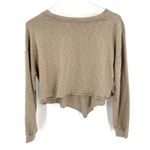 Free People Beach Culver City Pullover Tie Front Sweatshirt Top in Dried Palm Photo 3