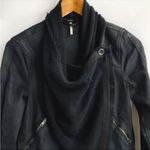 Free People Drape Front Coated Motorcycle Biker Jacket Black Women’s size 4 Photo 5