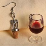 Wine Glass Cork Pull Screw Fun Adult Drinks Earrings New Wine Lover Gift Red Photo 0