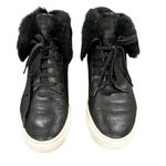 Vince NYACK LADIES BLACK HIGH TOP RABBIT FUR TRIMMED SNEAKERS 9 Photo 1
