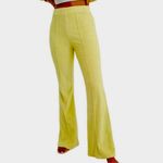 Aerie  XS Chartreuse Rib Velour 70s Flare Pants | Retro Boho Wide Leg Trousers Photo 11