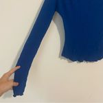 Free People Intimately  Royal Blue Mock Neck Waffle Knit size XS Photo 2
